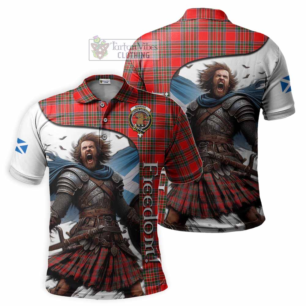 Tartan Vibes Clothing Binning Crest Tartan Polo Shirt Inspired by the Freedom of Scottish Warrior