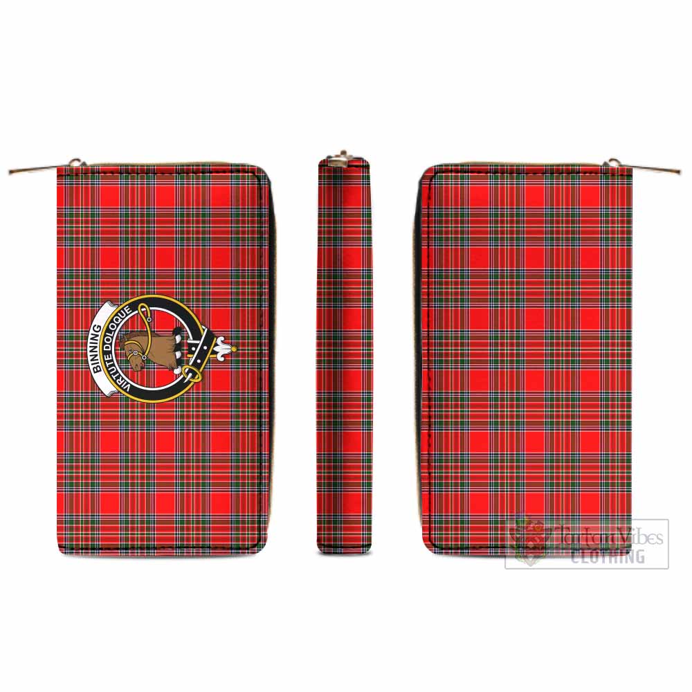 Binning Tartan Women's Leather Wallet with Family Crest - Tartan Vibes Clothing