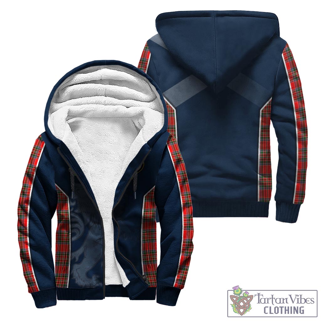 Tartan Vibes Clothing Binning Tartan Sherpa Hoodie with Family Crest and Lion Rampant Vibes Sport Style