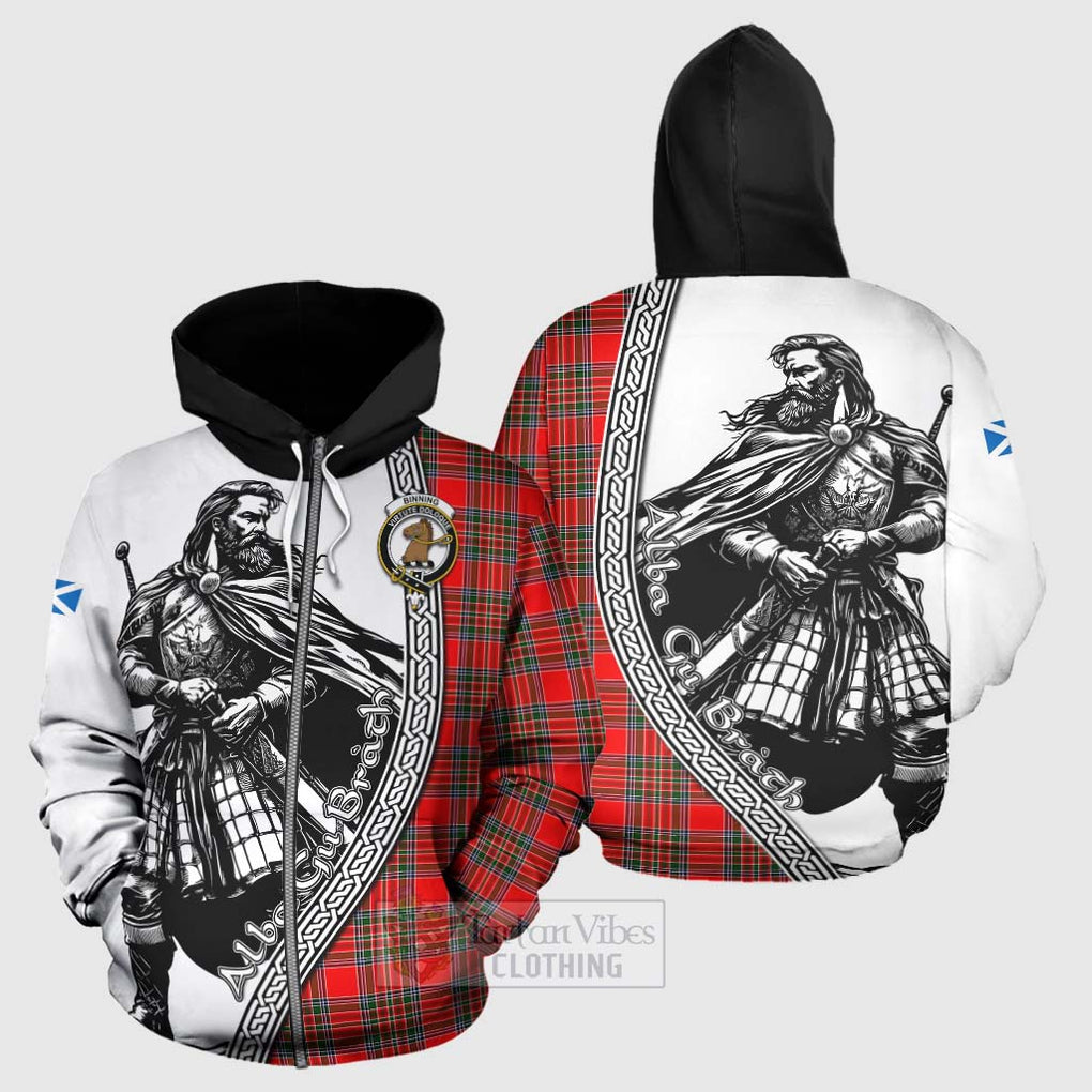 Tartan Vibes Clothing Binning Tartan Clan Crest Hoodie with Highlander Warrior Celtic Style