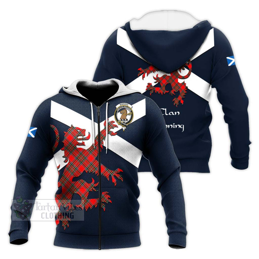 Tartan Vibes Clothing Binning Tartan Lion Rampant Knitted Hoodie – Proudly Display Your Heritage with Alba Gu Brath and Clan Name