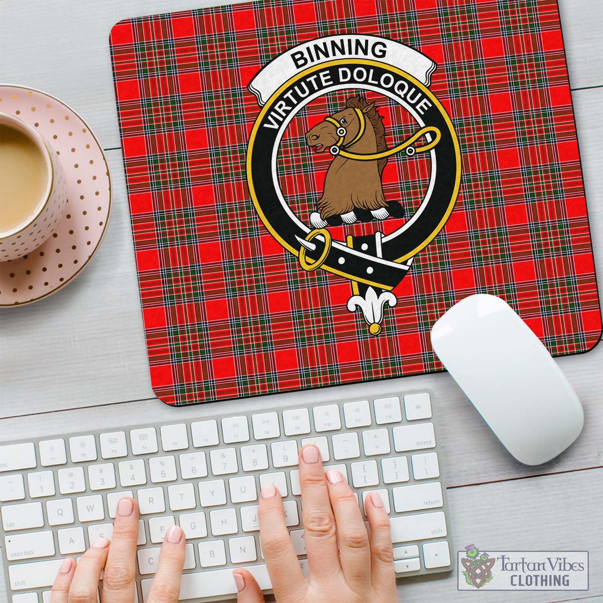 Tartan Vibes Clothing Binning Tartan Mouse Pad with Family Crest