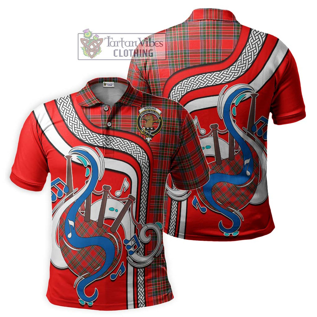 Tartan Vibes Clothing Binning Tartan Polo Shirt with Epic Bagpipe Style