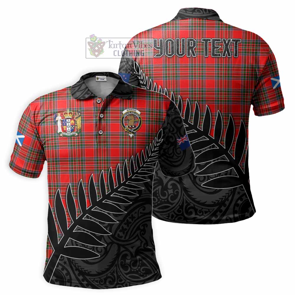 Binning Crest Tartan Polo Shirt with New Zealand Silver Fern Half Style