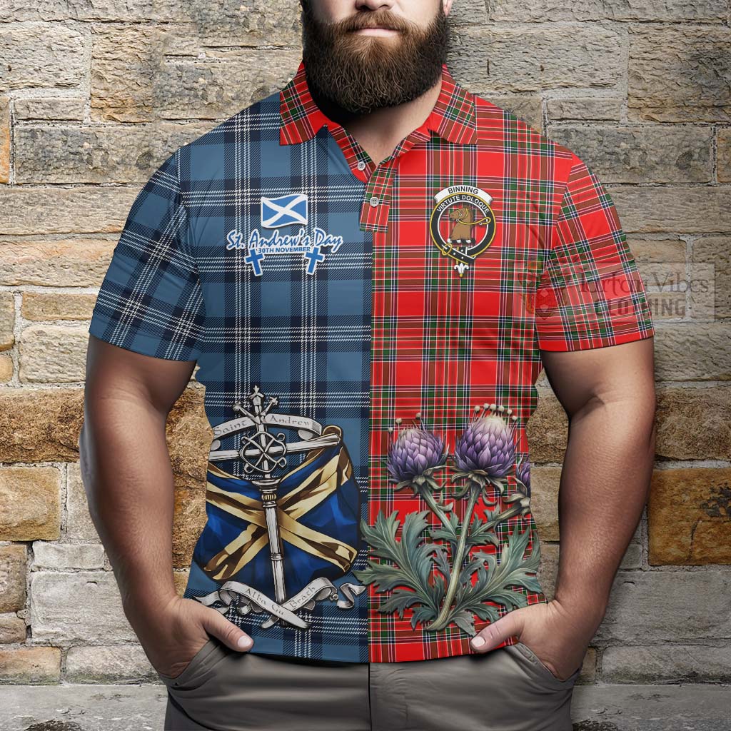 Tartan Vibes Clothing Binning Tartan Polo Shirt Happy St. Andrew's Day Half Tartan Style