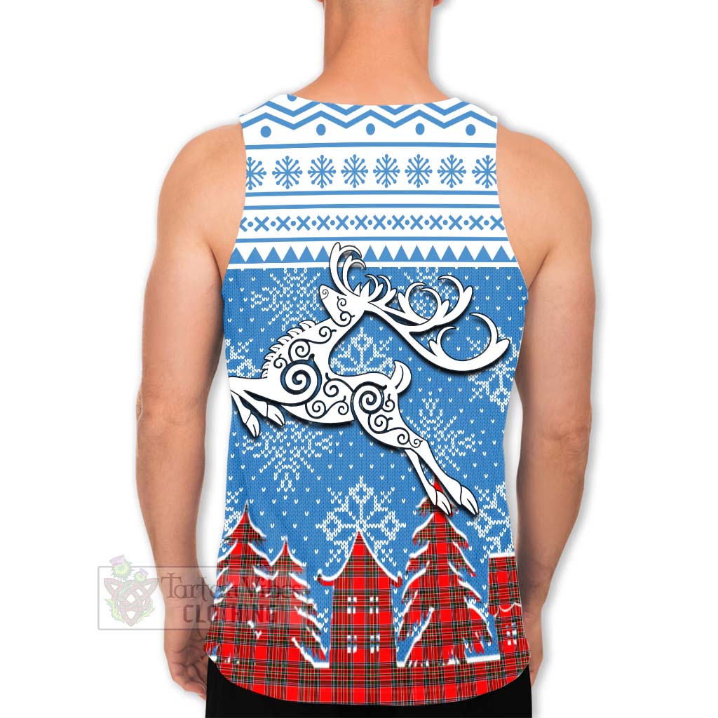 Tartan Vibes Clothing Binning Clan Christmas Men's Tank Top Celtic Reindeer Style