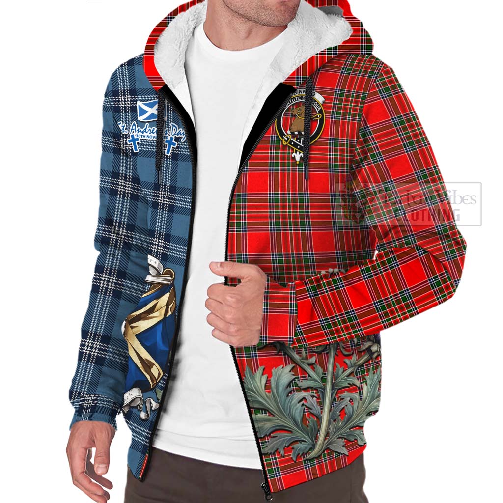 Tartan Vibes Clothing Binning Tartan Sherpa Hoodie Happy St. Andrew's Day Half Tartan Style