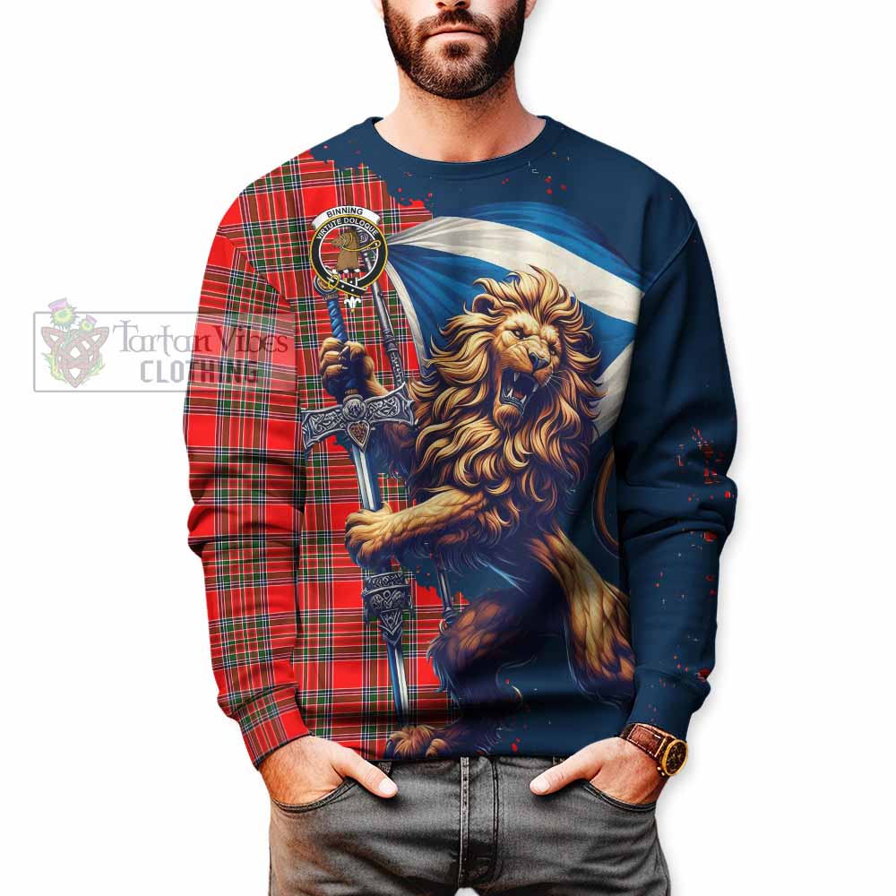 Tartan Vibes Clothing Binning Tartan Family Crest Sweatshirt with Scottish Majestic Lion