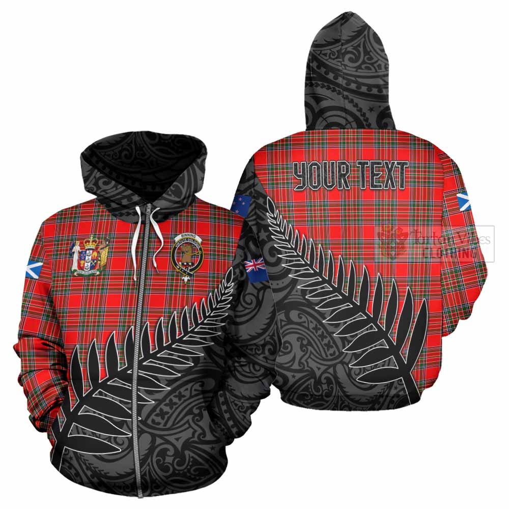 Tartan Vibes Clothing Binning Crest Tartan Hoodie with New Zealand Silver Fern Half Style