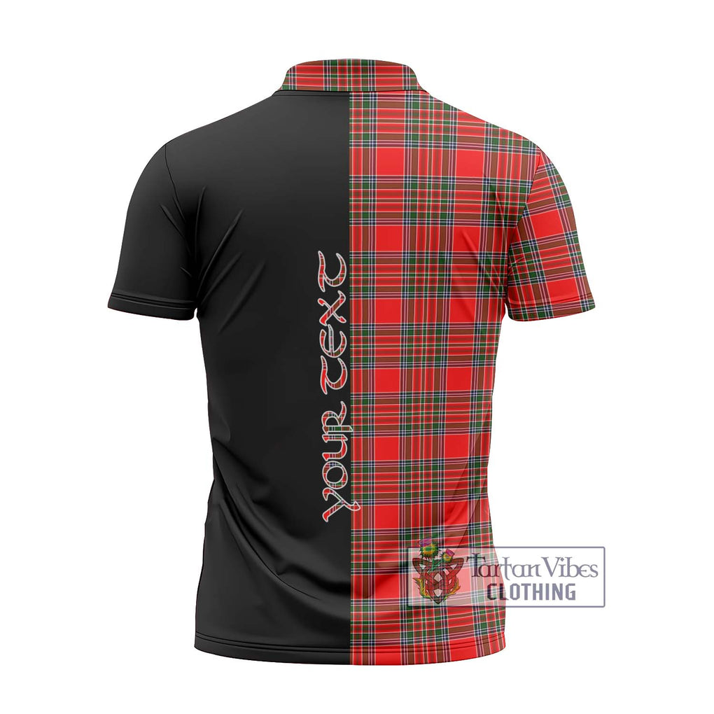 Binning Tartan Zipper Polo Shirt with Family Crest and Half Of Me Style - Tartanvibesclothing Shop