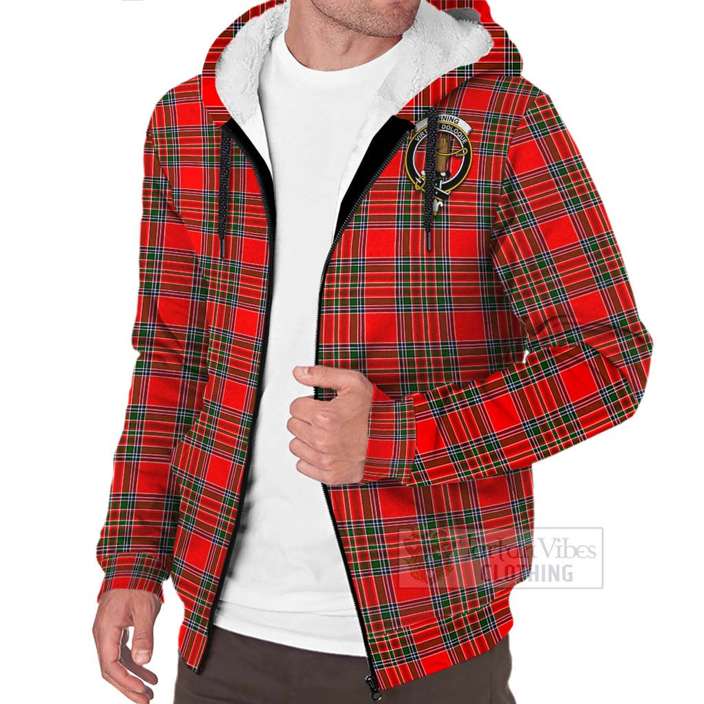 Tartan Vibes Clothing Binning Tartan Sherpa Hoodie with Family Crest and Bearded Skull Holding Bottles of Whiskey