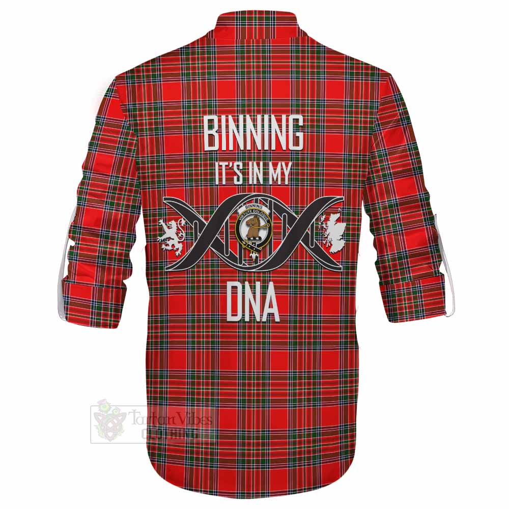 Tartan Vibes Clothing Binning Tartan Ghillie Kilt Shirt with Family Crest DNA In Me Style