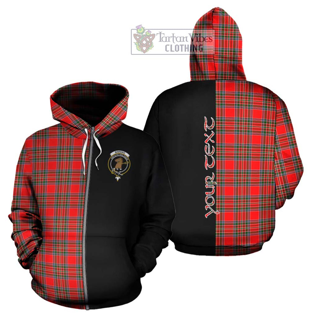 Binning Tartan Hoodie with Family Crest and Half Of Me Style - Tartanvibesclothing Shop