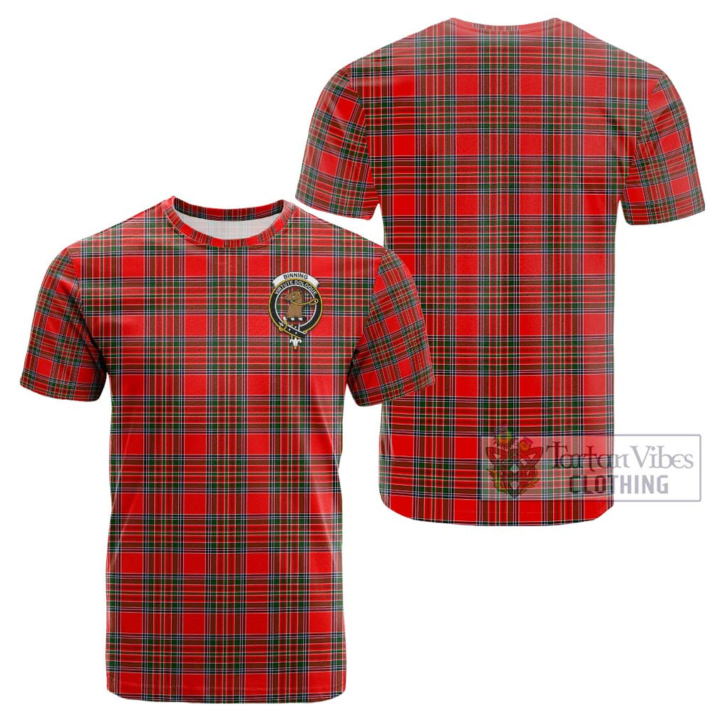 Binning Tartan Cotton T-Shirt with Family Crest Kid's Shirt - Tartanvibesclothing Shop