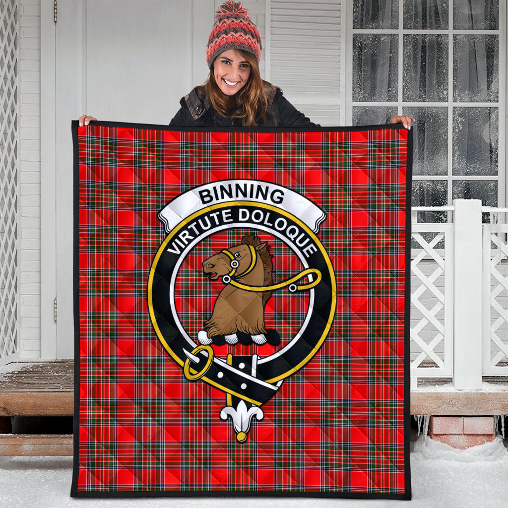 Binning Tartan Quilt with Family Crest - Tartanvibesclothing