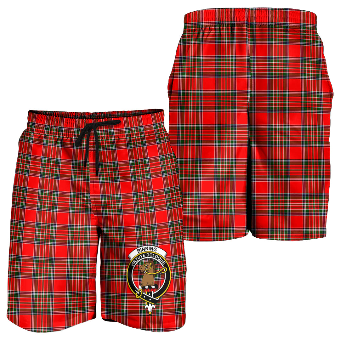 Binning Tartan Mens Shorts with Family Crest - Tartanvibesclothing