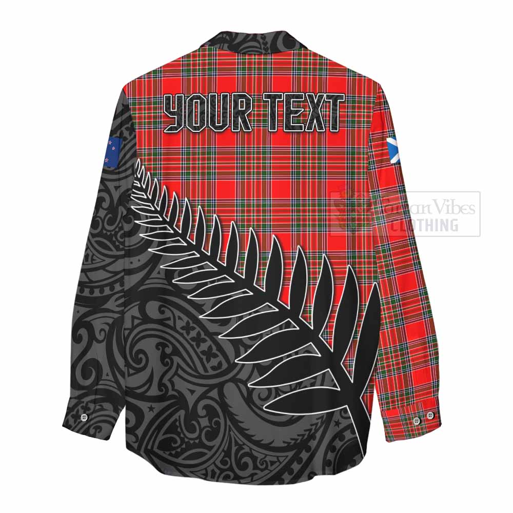 Tartan Vibes Clothing Binning Crest Tartan Women's Casual Shirt with New Zealand Silver Fern Half Style