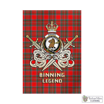 Binning Tartan Garden Flag with Clan Crest and the Golden Sword of Courageous Legacy - Tartan Vibes Clothing
