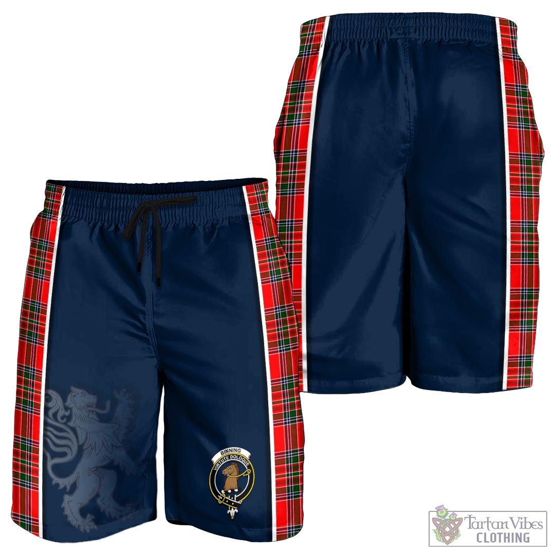 Tartan Vibes Clothing Binning Tartan Men's Shorts with Family Crest and Lion Rampant Vibes Sport Style