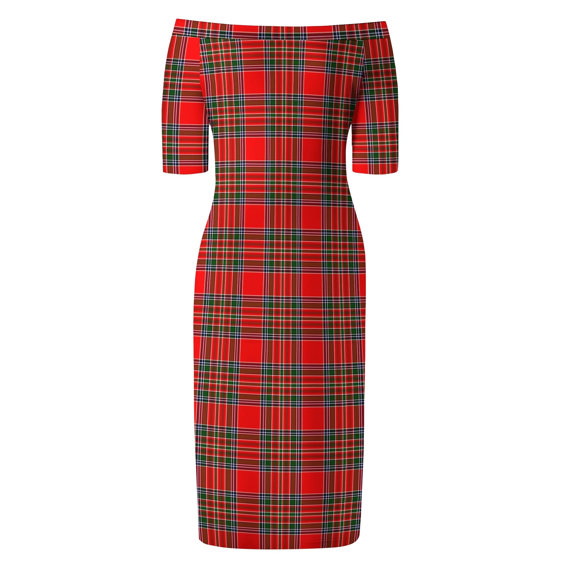 Binning Tartan Off Shoulder Lady Dress - Tartanvibesclothing