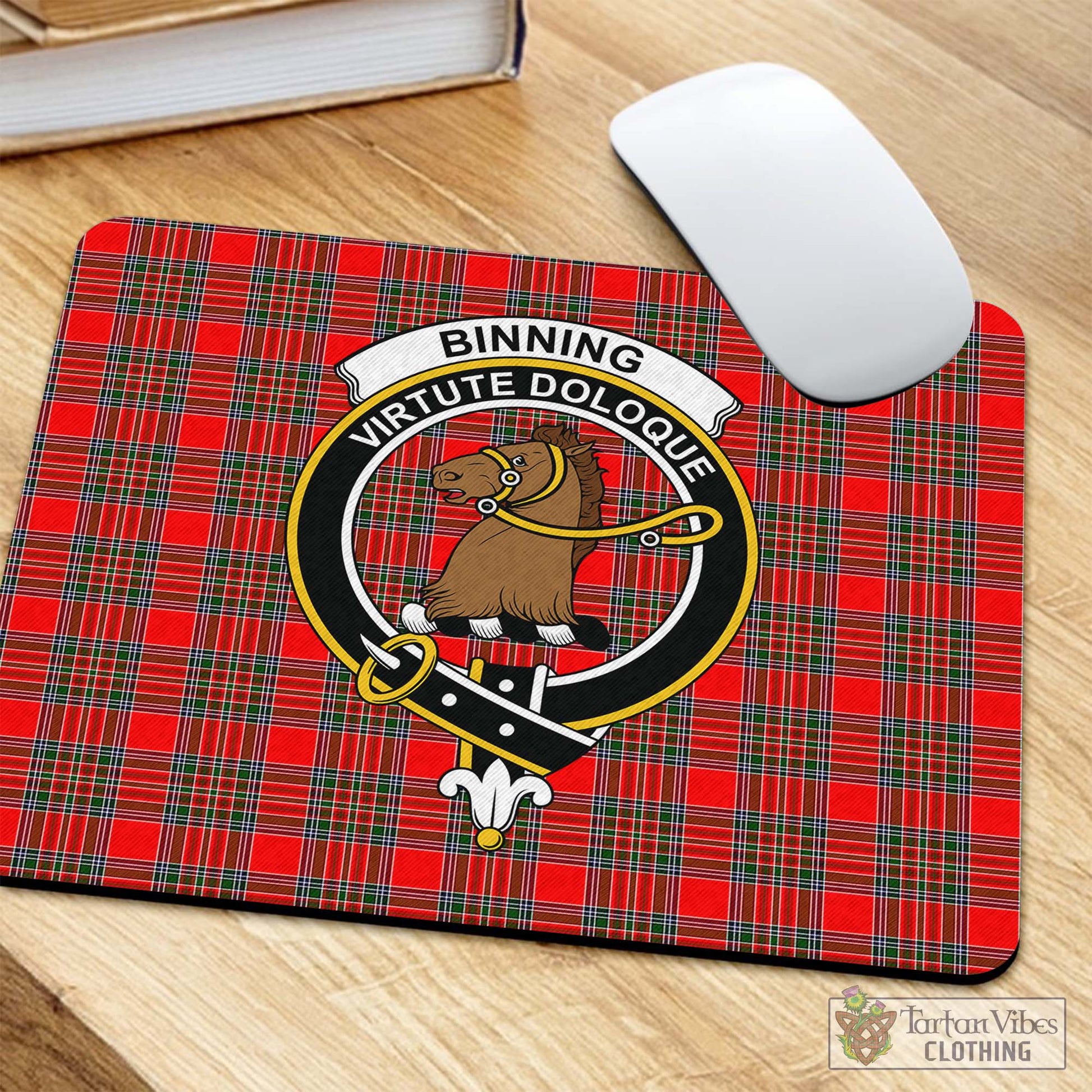 Tartan Vibes Clothing Binning Tartan Mouse Pad with Family Crest