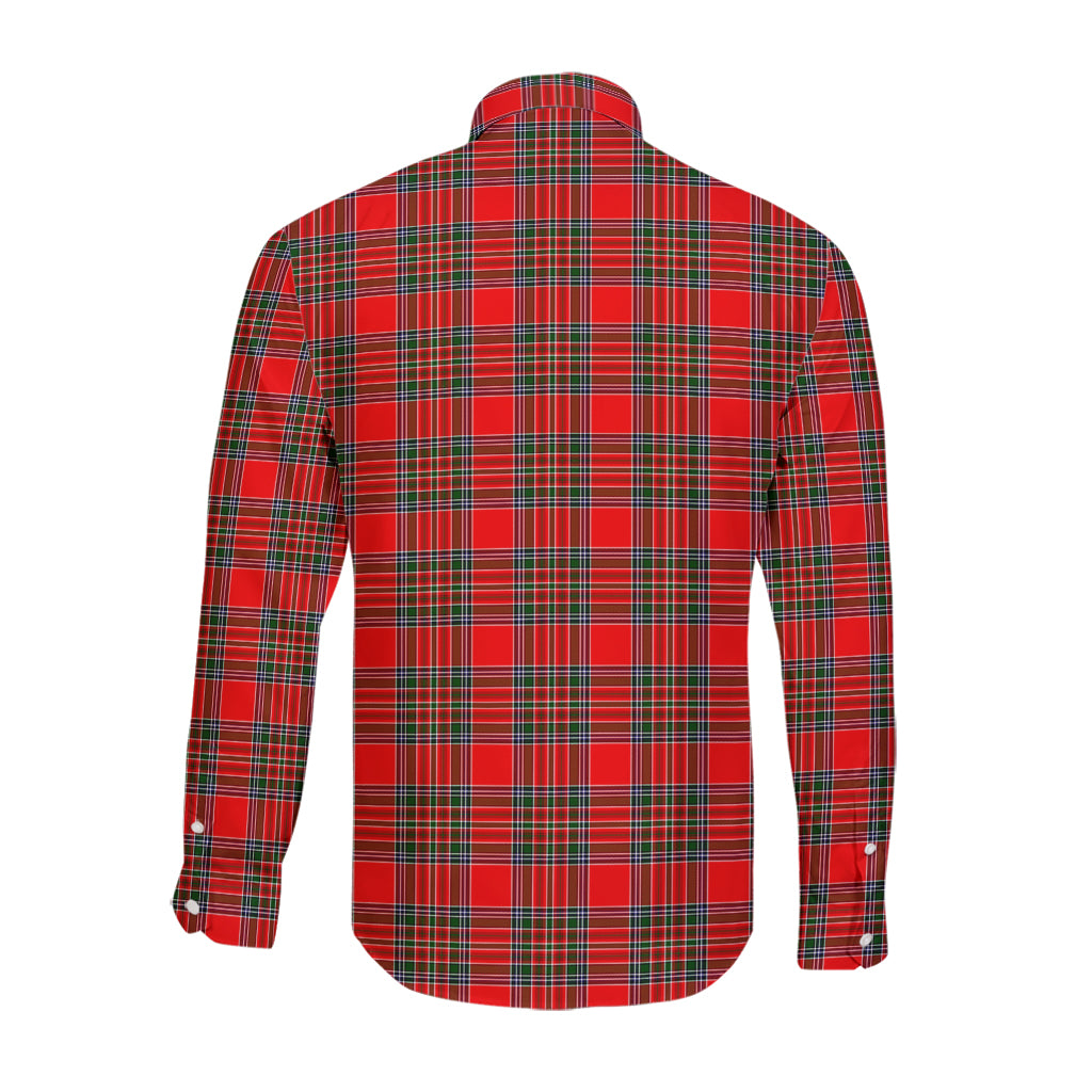 Binning Tartan Long Sleeve Button Up Shirt with Family Crest - Tartanvibesclothing