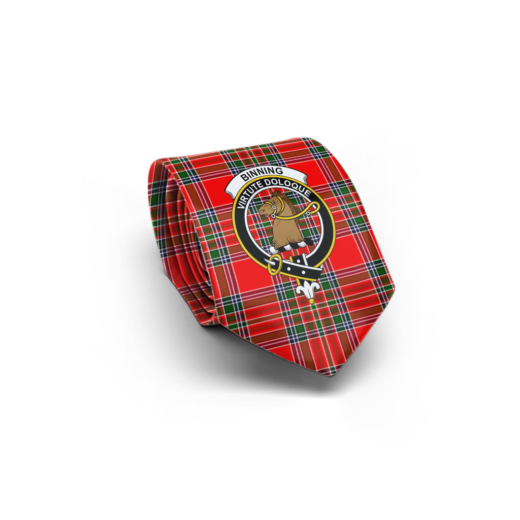 Binning Tartan Classic Necktie with Family Crest - Tartan Vibes Clothing