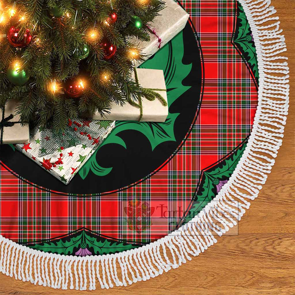 Tartan Vibes Clothing Binning Tartan Christmas Tree Skirt Scottish Thistle Style