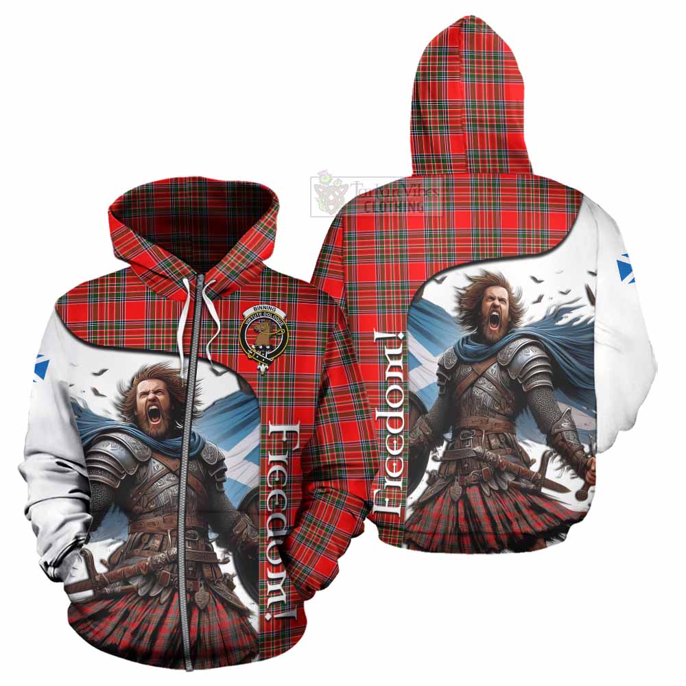 Tartan Vibes Clothing Binning Crest Tartan Hoodie Inspired by the Freedom of Scottish Warrior