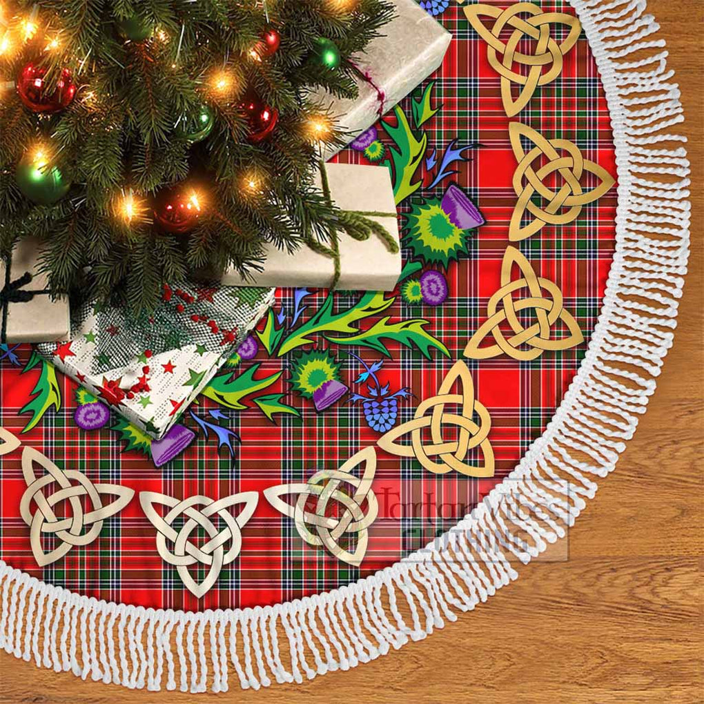 Tartan Vibes Clothing Binning Tartan Christmas Tree Skirt with Thistle Celtic Knot Style