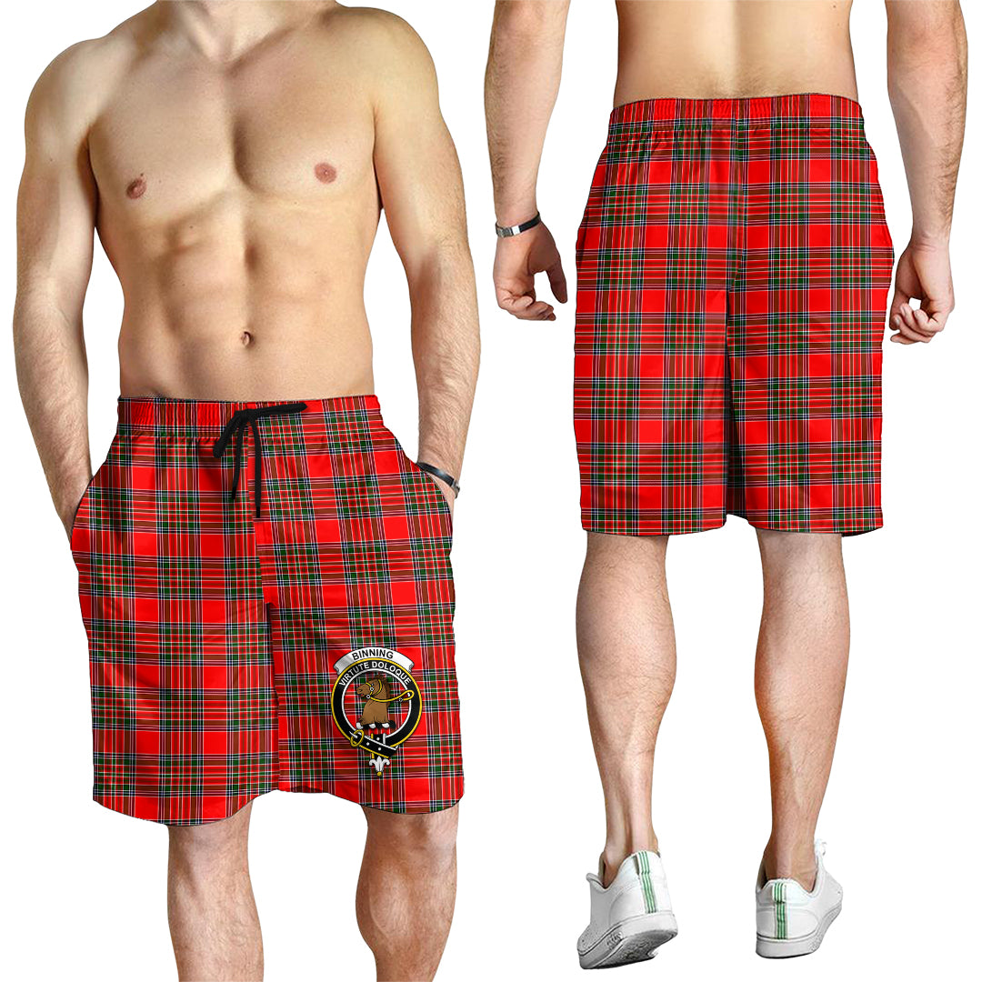 Binning Tartan Mens Shorts with Family Crest - Tartanvibesclothing