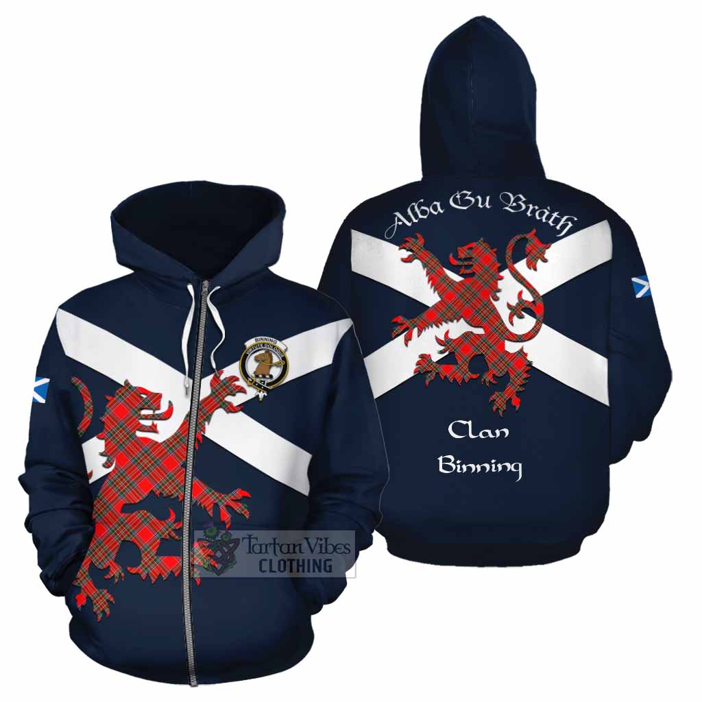 Tartan Vibes Clothing Binning Tartan Lion Rampant Cotton Hoodie Proudly Display Your Heritage with Alba Gu Brath and Clan Name