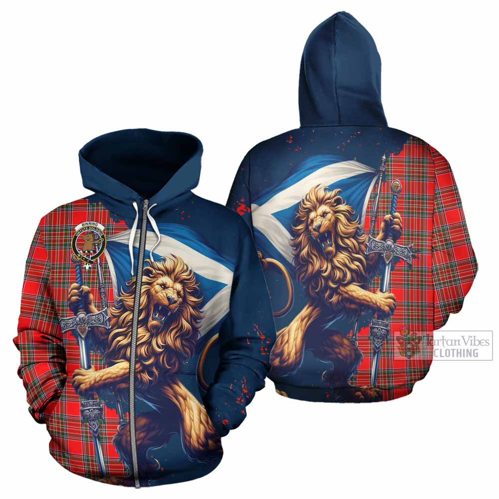 Binning Tartan Family Crest Hoodie with Scottish Majestic Lion