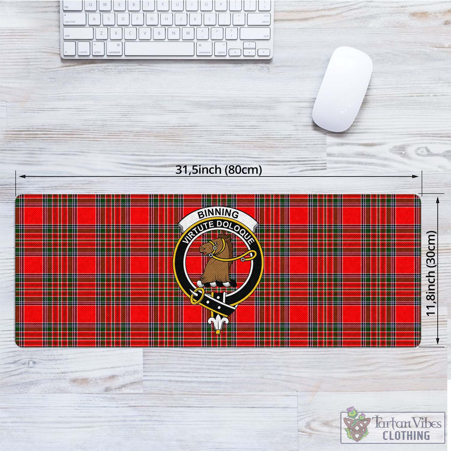 Tartan Vibes Clothing Binning Tartan Mouse Pad with Family Crest