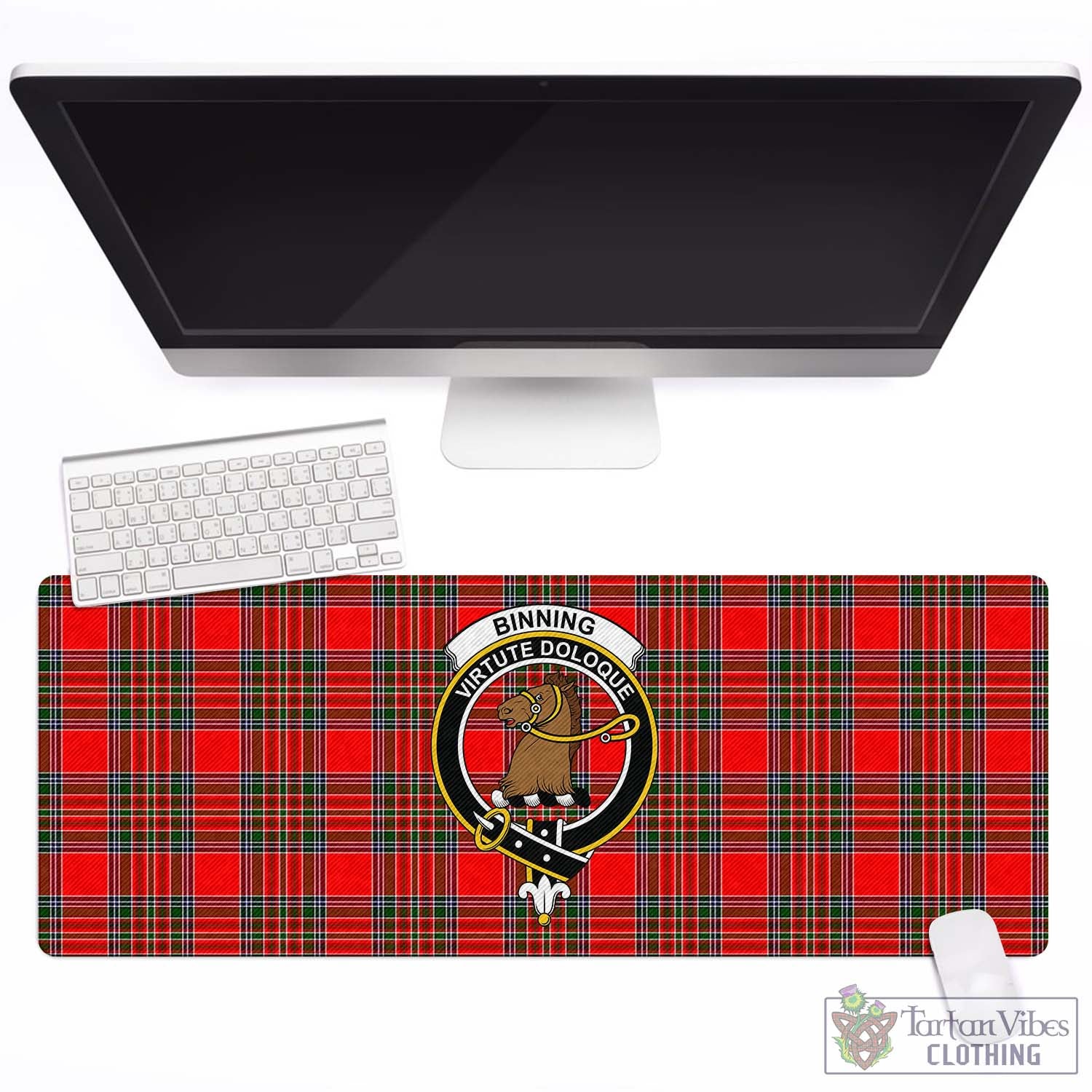 Tartan Vibes Clothing Binning Tartan Mouse Pad with Family Crest