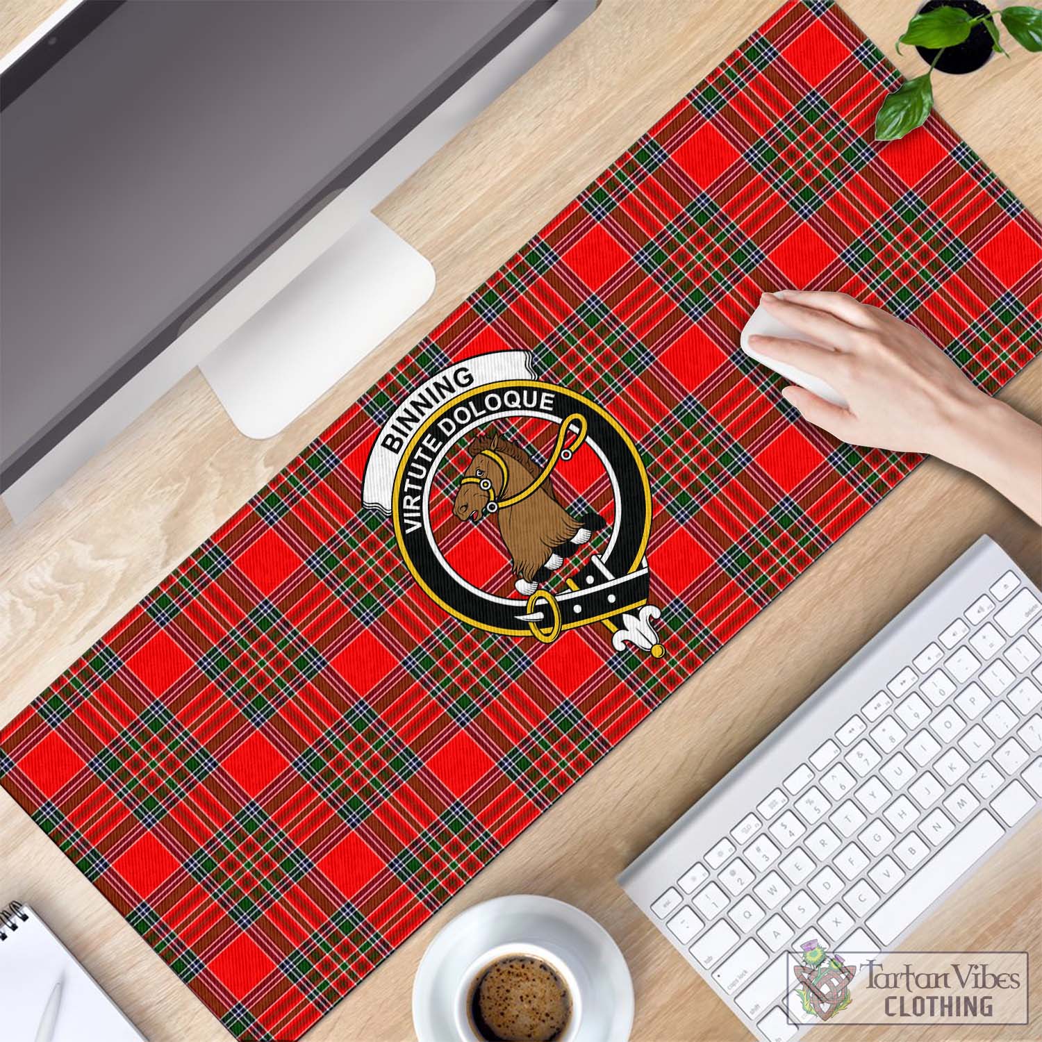 Tartan Vibes Clothing Binning Tartan Mouse Pad with Family Crest