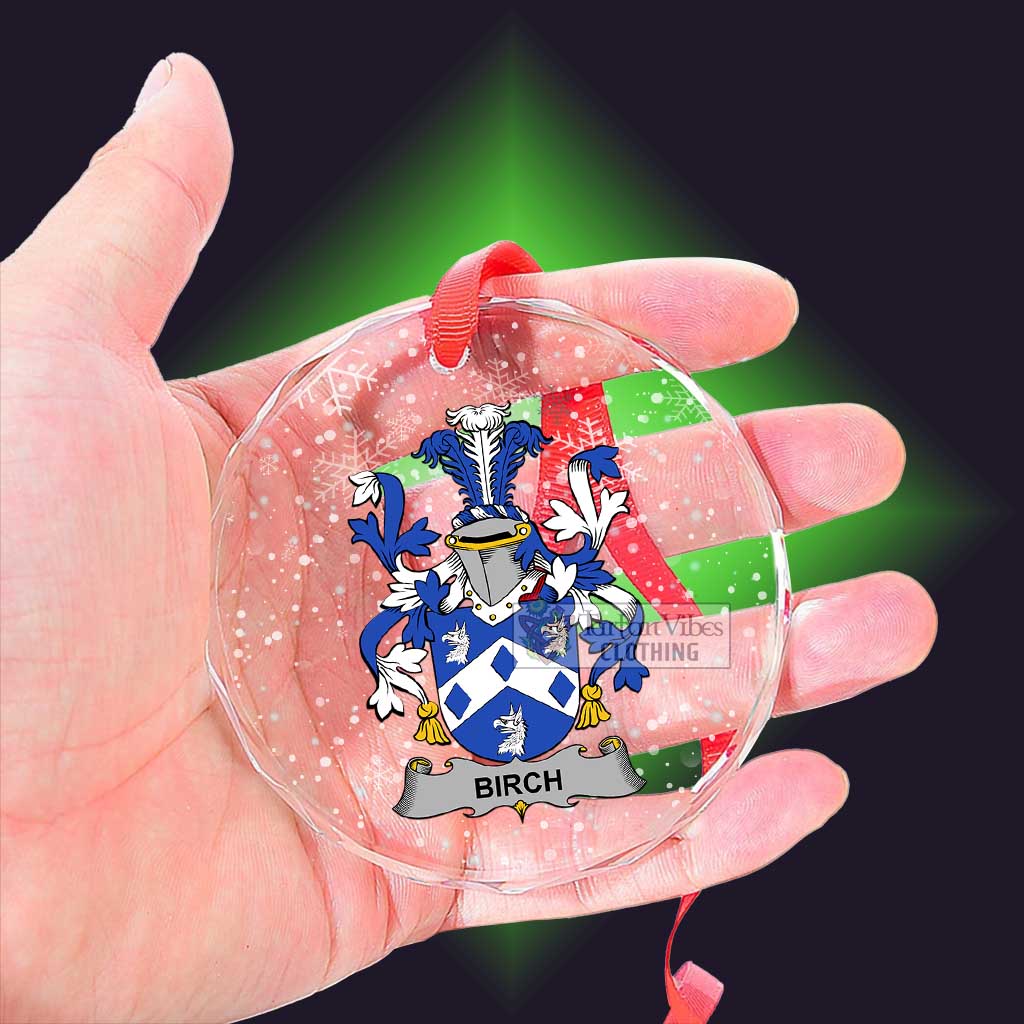 Tartan Vibes Clothing Birch Irish Clan Christmas Glass Ornament with Coat of Arms