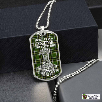 Birmingham Tartan Dog Tag Necklace Viking Mjolnir Style