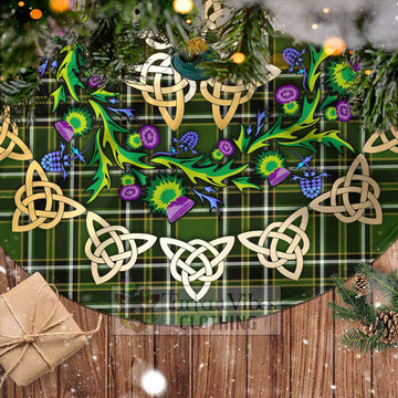 Birmingham Tartan Christmas Tree Skirt with Thistle Celtic Knot Style