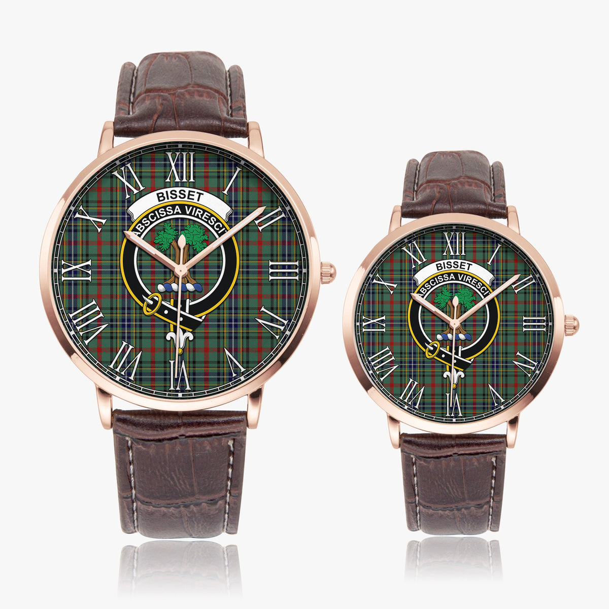 Bisset Tartan Family Crest Leather Strap Quartz Watch - Tartan Vibes Clothing