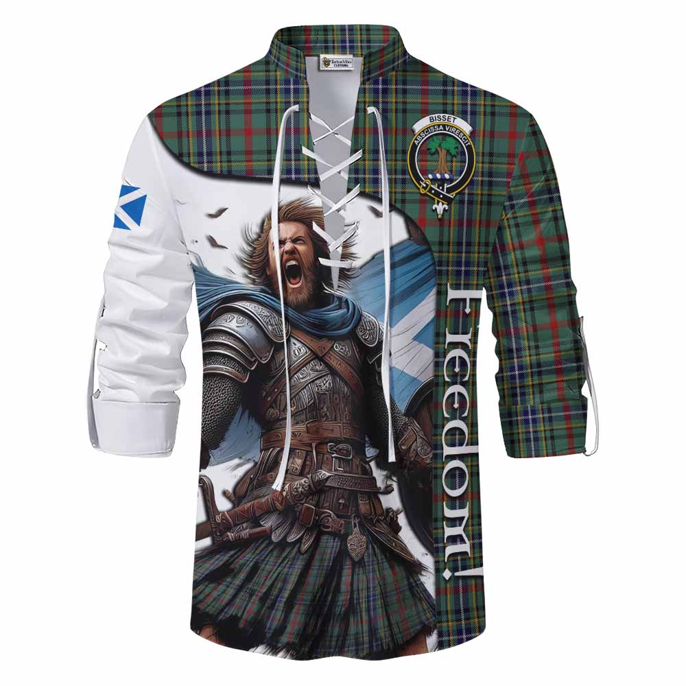 Tartan Vibes Clothing Bisset Crest Tartan Ghillie Kilt Shirt Inspired by the Freedom of Scottish Warrior