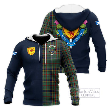 Bisset Tartan Knitted Hoodie Alba with Scottish Lion Royal Arm Half Style Unisex Knitted Pullover Hoodie - Tartan Vibes Clothing
