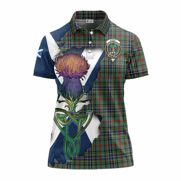 Bisset Tartan Family Crest Women's Polo Shirt Scottish Thistle Celtic Inspired Women - Tartan Vibes Clothing