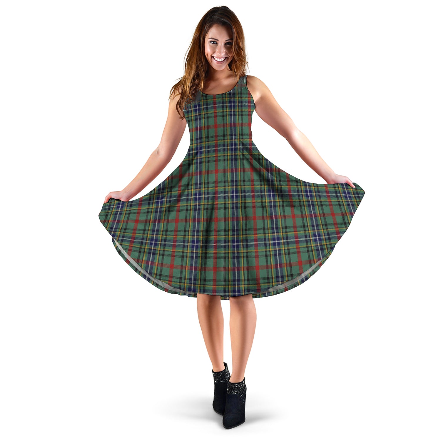 Bisset Tartan Sleeveless Midi Womens Dress - Tartanvibesclothing