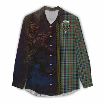 Bisset Tartan Family Crest Women's Casual Shirt Alba Gu Brath Be Brave Lion Ancient Style Female - Tartan Vibes Clothing