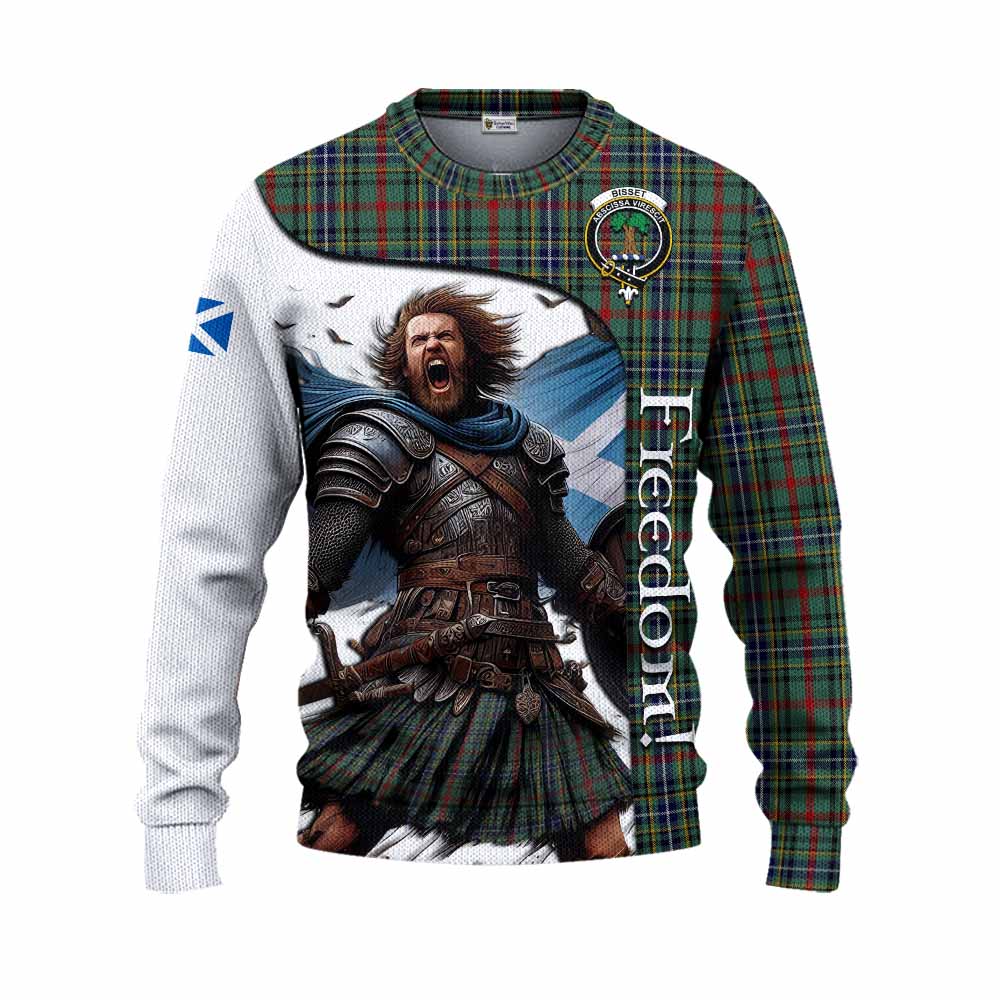 Tartan Vibes Clothing Bisset Crest Tartan Knitted Sweater Inspired by the Freedom of Scottish Warrior