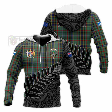 Bisset Crest Tartan Knitted Hoodie with New Zealand Silver Fern Half Style