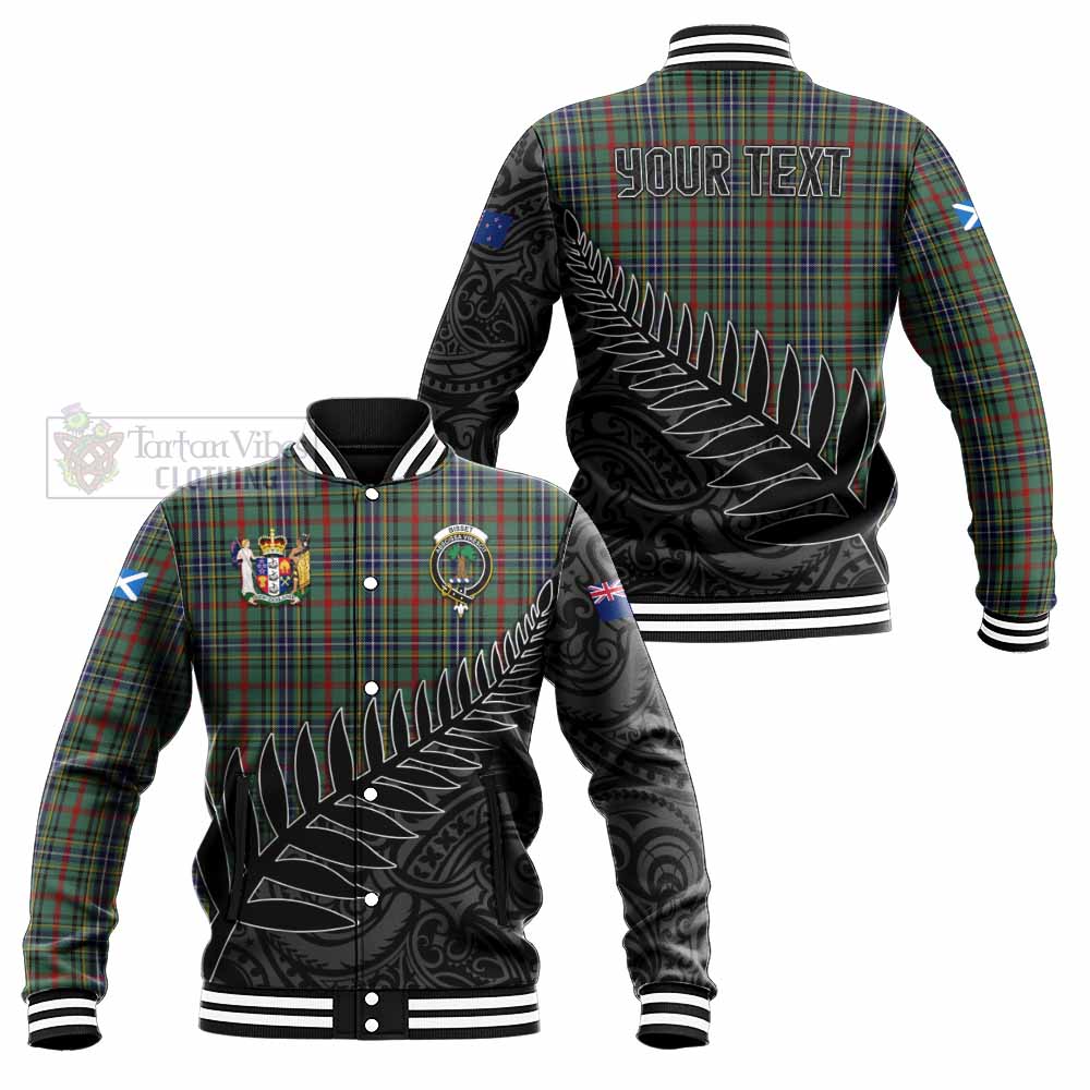 Tartan Vibes Clothing Bisset Crest Tartan Baseball Jacket with New Zealand Silver Fern Half Style