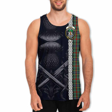 Bisset Tartan Men's Tank Top with Family Crest Cross Sword Thistle Celtic Vibes Men - Tartan Vibes Clothing