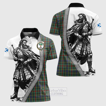 Bisset Tartan Clan Crest Women's Polo Shirt with Highlander Warrior Celtic Style Women - Tartan Vibes Clothing